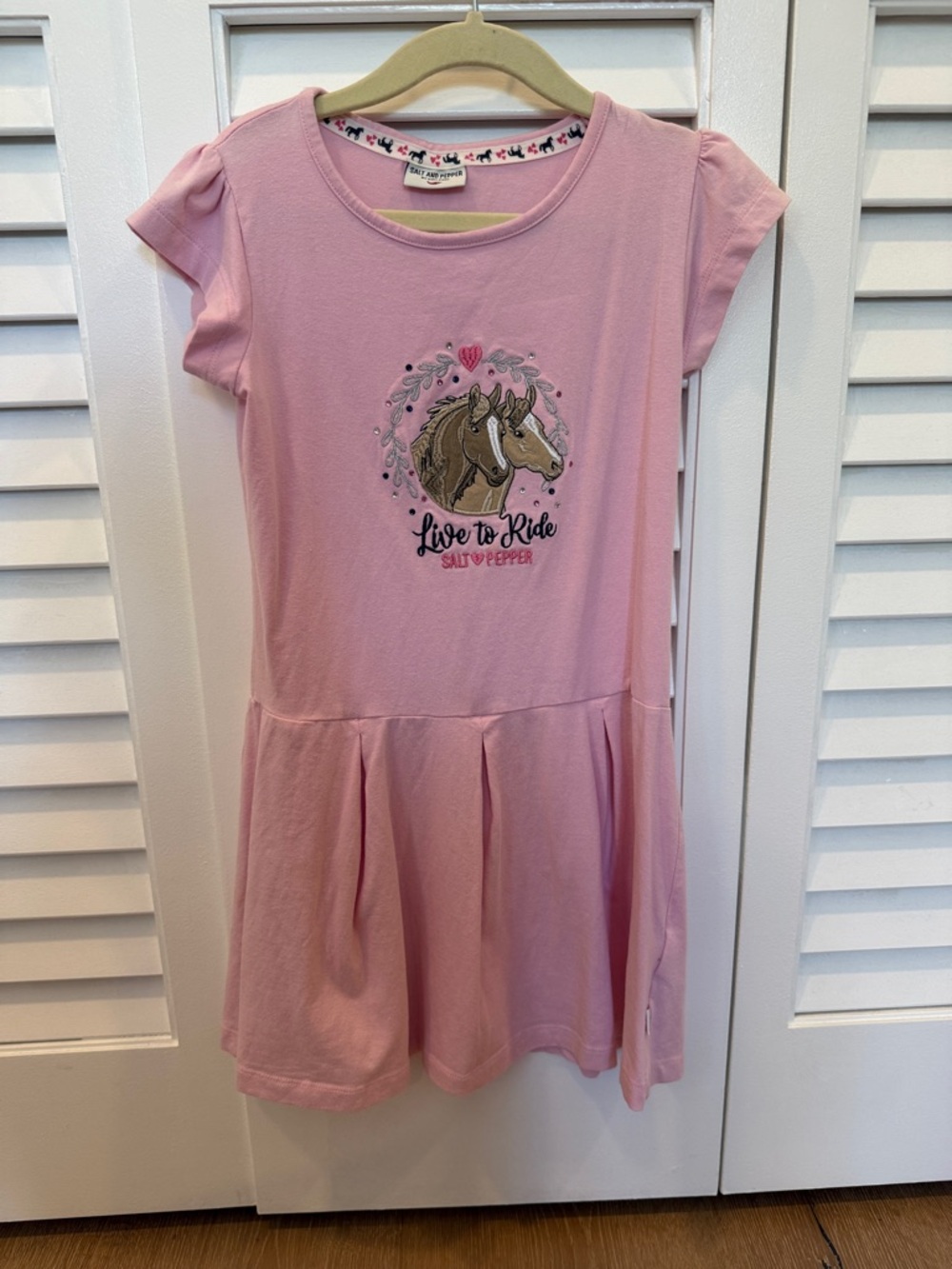Girls' Pink 'Live to Ride' Horse Graphic Casual Dress